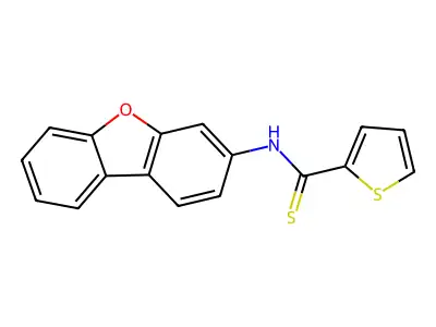 N-dibenzofuran-3-ylthiophene-2-carbothioamide structure