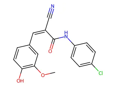 N-(4-chlorophenyl)-2-cyano-3-(4-hydroxy-3-methoxyphenyl)prop-2-enamide structure