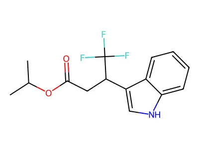 Isopropyl 4,4,4-trifluoro-3-(1H-indol-3-yl)butanoate structure