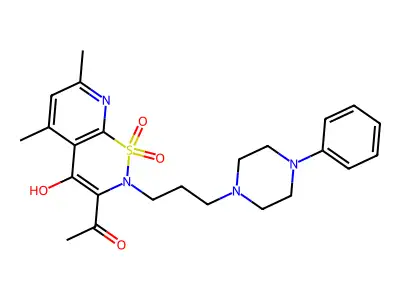 Ethanone, 1-(5,7-dimethyl-4-hydroxy-2-(3-(4-phenyl-1-piperazinyl)propyl)-2H-pyrido(3,2-e)(1,2)thiazin-3-yl)-, S,S-dioxide structure