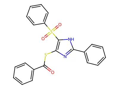 S-(2-phenyl-4-(phenylsulfonyl)-1H-imidazol-5-yl) benzothioate structure