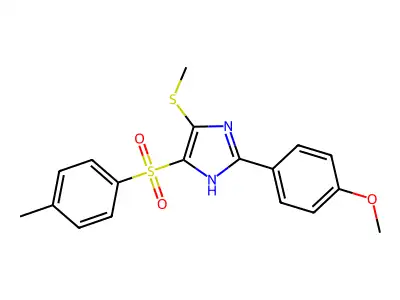 2-(4-methoxyphenyl)-5-(methylthio)-4-tosyl-1H-imidazole structure