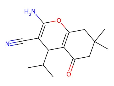 2-amino-7,7-dimethyl-5-oxo-4-propan-2-yl-6,8-dihydro-4H-chromene-3-carbonitrile structure