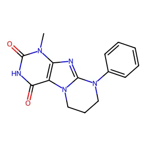 1-methyl-9-phenyl-6,7,8,9-tetrahydropyrimido[2,1-f]purine-2,4(1H,3H)-dione structure