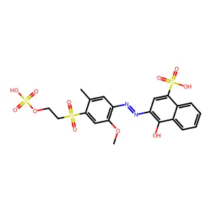 4-Hydroxy-3-((2-methoxy-5-methyl-4-((2-(sulphooxy)ethyl)sulphonyl)phenyl)azo)naphthalenesulphonic acid structure
