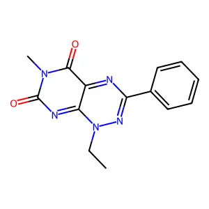 1-Ethyl-6-methyl-3-phenyl-1H-pyrimido[5,4-e][1,2,4]triazine-5,7-dione structure