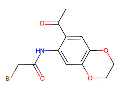 N-(7-acetyl-2,3-dihydro-1,4-benzodioxin-6-yl)-2-bromoacetamide structure