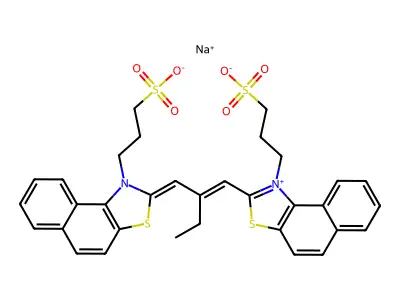 sodium 3-[2-[2-[[1-(3-sulfonatopropyl)benzo[e][1,3]benzothiazol-1-ium-2-yl]methylidene]butylidene]benzo[e][1,3]benzothiazol-1-yl]propane-1-sulfonate structure