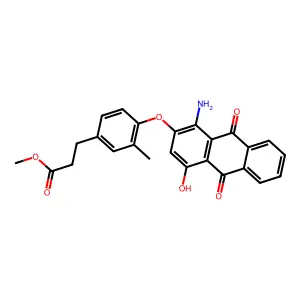3-Methyl-4-[(1-amino-4-hydroxy-9,10-dihydro-9,10-dioxoanthracene-2-yl)oxy]benzenepropionic acid methyl ester structure