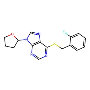 6-[(2-Fluorophenyl)methylsulfanyl]-9-(oxolan-2-yl)purine structure