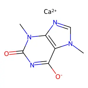 3H-purin-2-olate, 6,7-dihydro-3,7-dimethyl-6-oxo-, calcium salt (1:1) structure