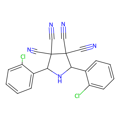 2,5-Bis(2-chlorophenyl)pyrrolidine-3,3,4,4-tetracarbonitrile structure