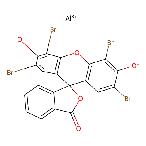 2-(2,4,5,7-tetrabromo-3,6-dihydroxyxanthen-9-yl)benzoic acid, aluminium salt structure