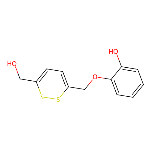 2-[[6-(Hydroxymethyl)dithiin-3-yl]methoxy]phenol structure