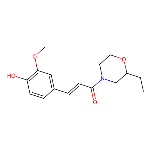 Morpholine, 2-ethyl-4-(4-hydroxy-3-methoxycinnamoyl)- structure