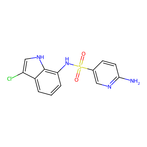 6-amino-N-(3-chloro-1H-indol-7-yl)pyridine-3-sulfonamide structure
