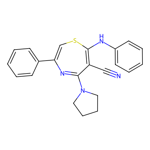 3-Phenyl-7-(phenylamino)-5-(1-pyrrolidinyl)-1,4-thiazepine-6-carbonitrile structure