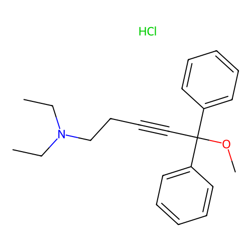 N,N-diethyl-5-methoxy-5,5-diphenylpent-3-yn-1-amine hydrochloride structure