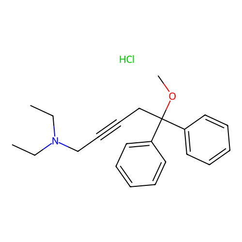 N,N-diethyl-5-methoxy-5,5-diphenylpent-2-yn-1-amine hydrochloride structure