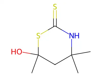 6-Hydroxy-4,4,6-trimethyl-1,3-thiazinane-2-thione structure
