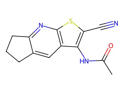 N-(2-Cyano-6,7-dihydro-5H-cyclopenta[b]thieno[3,2-e]pyridin-3-yl)acetamide structure