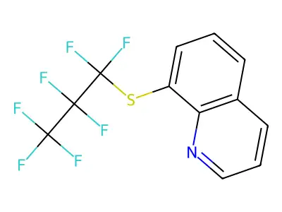 Trifluoromethanesulfonic acid-8-[(heptafluoropropyl)thio]quinoline (1:1) structure