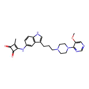 3-Cyclobutene-1,2-dione, 3-((3-(3-(4-(5-methoxy-4-pyrimidinyl)-1-piperazinyl)propyl)-1H-indol-5-yl)amino)-4-methyl- structure