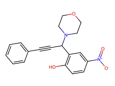 Phenol, 2-[1-(4-morpholinyl)-3-phenyl-2-propynyl]-4-nitro- structure