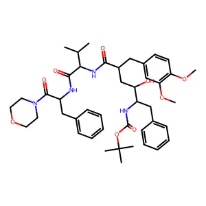 Carbamic acid, (4-((3,4-dimethoxyphenyl)methyl)-2-hydroxy-5-((2-methyl-1-(((2-(4-morpholinyl)-2-oxo-1-(phenylmethyl)ethyl)amino)carbonyl)propyl)amino)-5-oxo-1-(phenylmethyl)pentyl)-, 1,1-dimethylethyl ester, (1S-(1R*,2R*,4S*,5(R*(R*))))- structure
