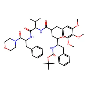 Carbamic acid, (2-hydroxy-5-((2-methyl-1-(((2-(4-morpholinyl)-2-oxo-1-(phenylmethyl)ethyl)amino)carbonyl)propyl)amino)-5-oxo-1-(phenylmethyl)-4-((3,4,5-trimethoxyphenyl)methyl)pentyl,, 1,1-dimethylethyl ester, (1S-(1R*,2R*,4S*,5(R*(R*))))- structure