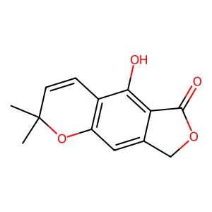 2,8-Dihydro-5-hydroxy-2,2-dimethyl-6H-furo(3,4-g)-1-benzopyran-6-one structure