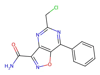 Isoxazolo(4,5-d)pyrimidine-3-carboxamide, 5-(chloromethyl)-7-phenyl- structure