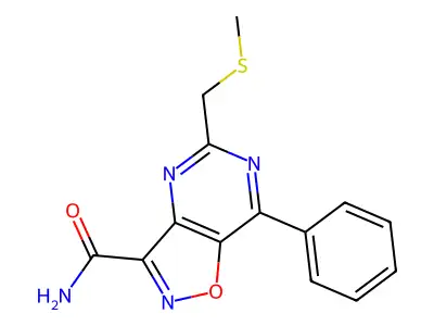 Isoxazolo(4,5-d)pyrimidine-3-carboxamide, 5-((methylthio)methyl)-7-phenyl- structure