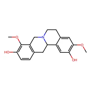 3,9-dimethoxy-6,8,13,13a-tetrahydro-5H-isoquinolino(2,1-b)isoquinoline-2,10-diol structure