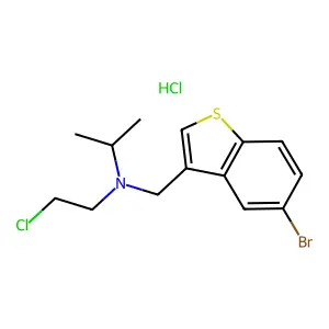 Benzo(b)thiophene-3-methylamine, 5-bromo-N-(2-chloroethyl)-N-isopropyl-, hydrochloride structure