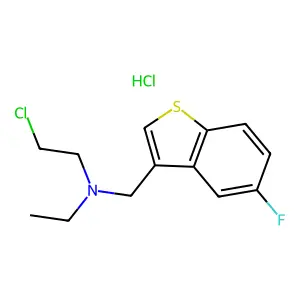 Benzo(b)thiophene-3-methylamine, N-(2-chloroethyl)-N-ethyl-5-fluoro-, hydrochloride structure