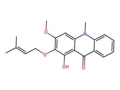 1-Hydroxy-3-methoxy-10-methyl-2-(3-methylbut-2-enoxy)acridin-9-one structure