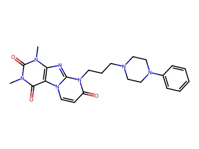 Pyrimido(2,1-f)purine-2,4,8(1H,3H,9H)-trione, 1,3-dimethyl-9-(3-(4-phenyl-1-piperazinyl)propyl)- structure