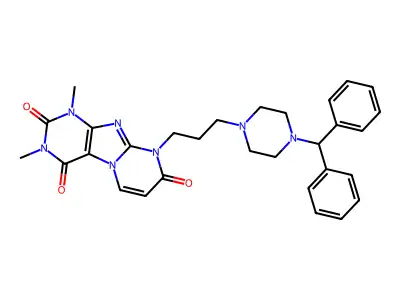 Pyrimido(2,1-f)purine-2,4,8(1H,3H,9H)-trione, 1,3-dimethyl-9-(3-(4-(diphenylmethyl)-1-piperazinyl)propyl)- structure