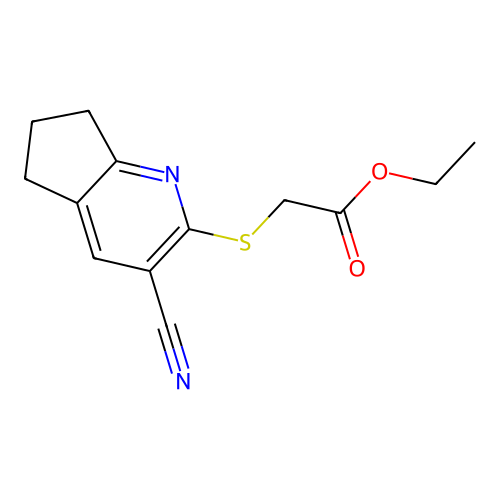 Ethyl [(3-cyano-6,7-dihydro-5H-cyclopenta[b]pyridin-2-yl)sulfanyl]acetate structure