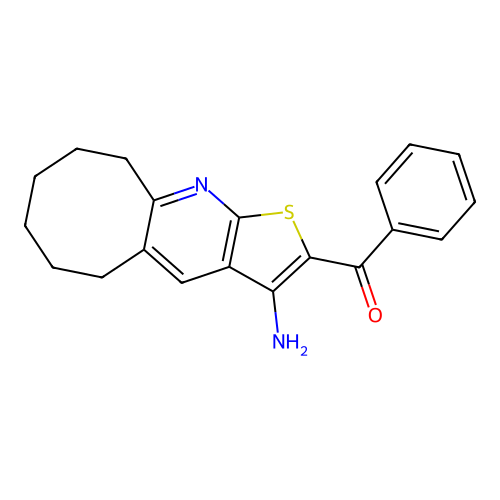 (3-amino-5,6,7,8,9,10-hexahydrocycloocta[b]thieno[3,2-e]pyridin-2-yl)(phenyl)methanone structure