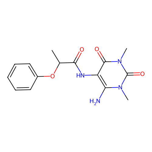 N-(4-amino-1,3-dimethyl-2,6-dioxopyrimidin-5-yl)-2-phenoxypropanamide structure