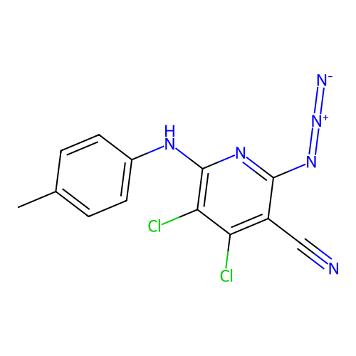 2-Azido-4,5-dichloro-6-(p-tolylamino)nicotinonitrile structure
