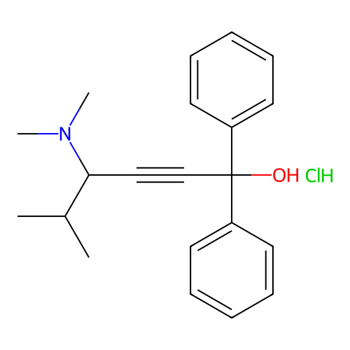 4-(Dimethylamino)-5-methyl-1,1-diphenylhex-2-yn-1-ol hydrochloride structure
