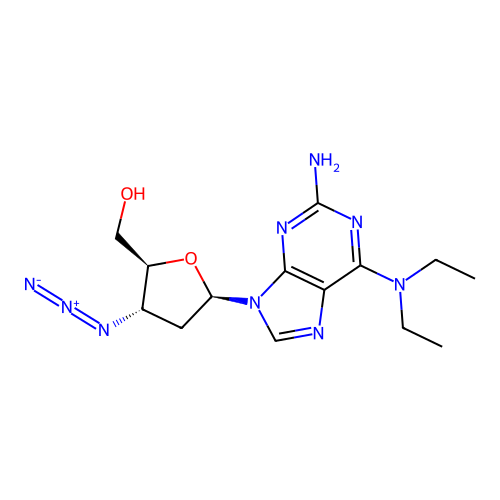 adenosine, 2-amino-3'-azido-2',3'-dideoxy-N,N-diethyl- structure