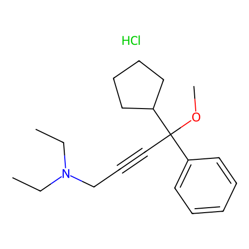 4-cyclopentyl-N,N-diethyl-4-methoxy-4-phenylbut-2-yn-1-amine hydrochloride structure