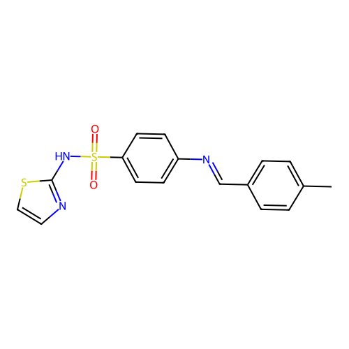 4-[(4-methylbenzylidene)amino]-N-1,3-thiazol-2-ylbenzenesulfonamide structure