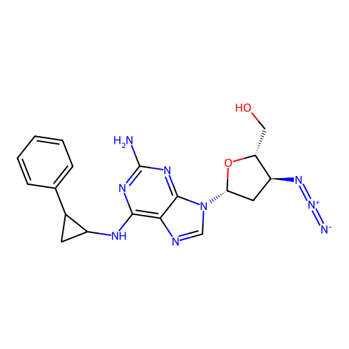 adenosine, 2-amino-3'-azido-2',3'-dideoxy-N-(2-phenylcyclopropyl)- structure