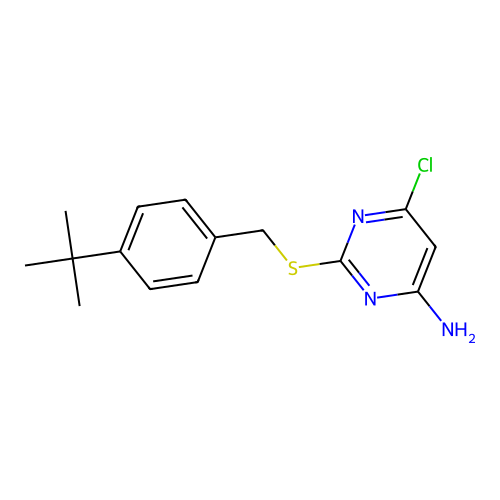 2-[(4-Tert-butylphenyl)methylsulfanyl]-6-chloro-pyrimidin-4-amine structure