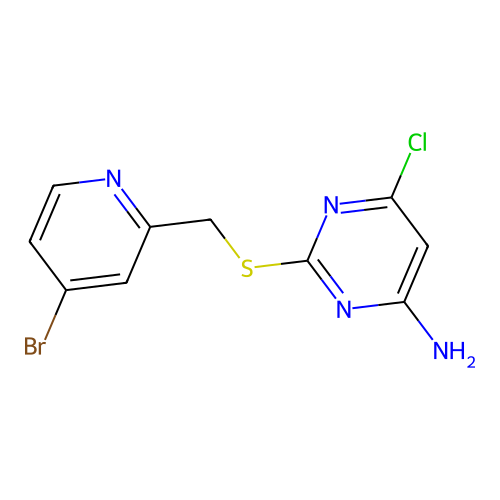 2-[(4-Bromo-2-pyridyl)methylsulfanyl]-6-chloro-pyrimidin-4-amine structure